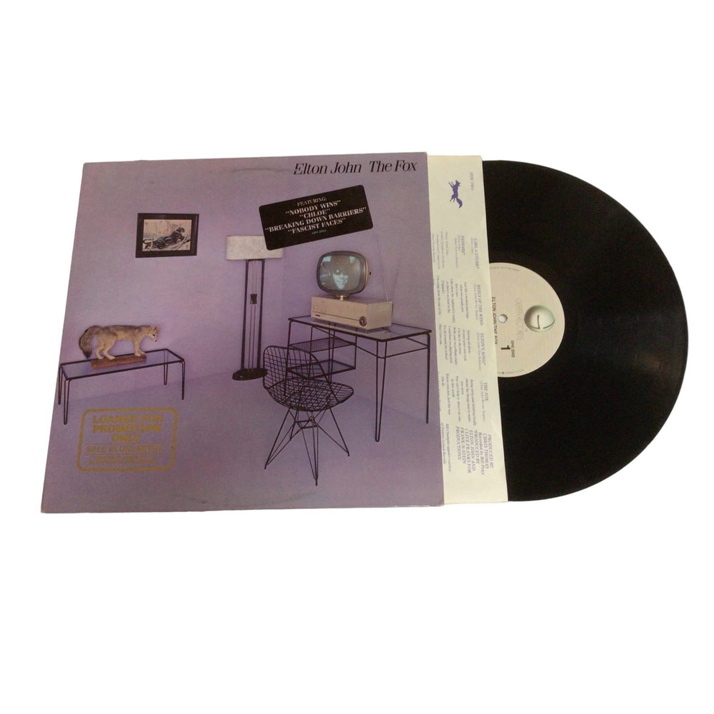 Elton John The Fox 1981 Geffen Hype Sticker Warner Promo Stamp LP Vinyl 900A